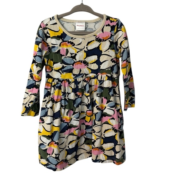 Hanna Anderson Toddler Long Sleeve Crewneck Cotton Floral Dress Sz 3T (Girl) GUC - Picture 1 of 7